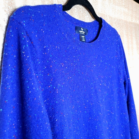 Lands' End EUC MP 100% cashmere Blue Donegal sweater - Picture 6 of 8